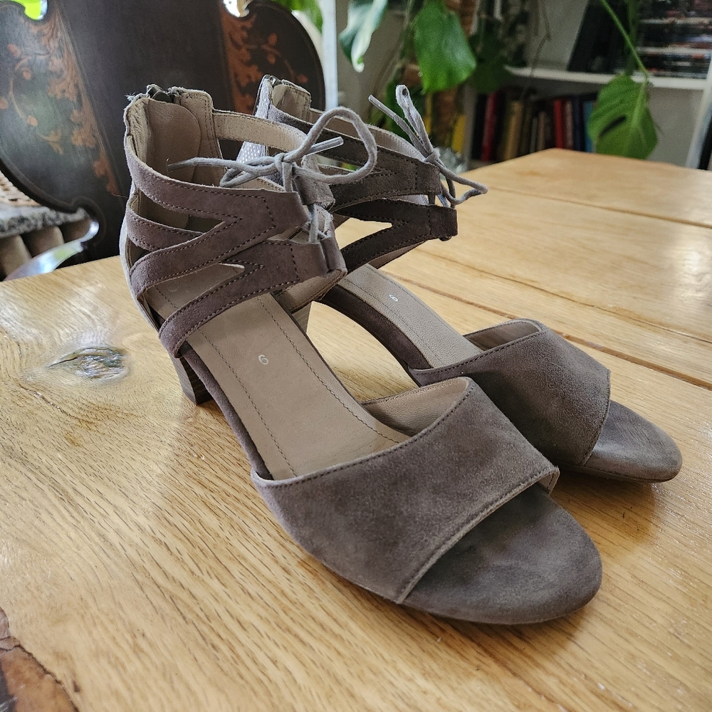 ARA Women's RACQUEL Suede‎ Strappy Sandals Shoes Size 6 Gray Leather